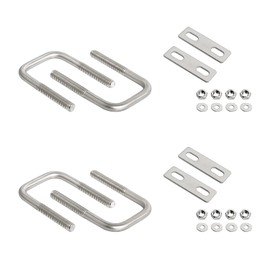 Square U-Bolt 1.18" (30 Nm) Inside Width 304 Stainless Steel Silver M6 with Plate Nuts 4 Pcs