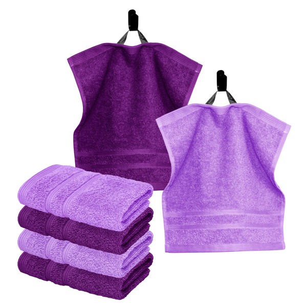 Lashuma Premium Face Cloth Set 30 x 30, Absorbent Wash Cloths Lilac - Aubergine Purple, Kitchen Towels Terry Towelling