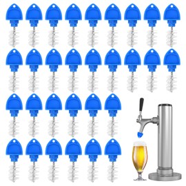 30 Pack Beer Plugs Tap Brush Beer Faucet Tap Brush Caps Cover Cleaning Brush for Draft Beer Faucet Cap, Blue