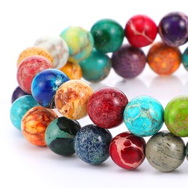 45-47 Pieces Natural Stone Beads 8 mm Purple Blue Jasper Gemstone Beads Royal Sea Sediment Natural Pearl Beads Colourful Round Stone Beads for Jewellery Making Beads for Jewellery Making