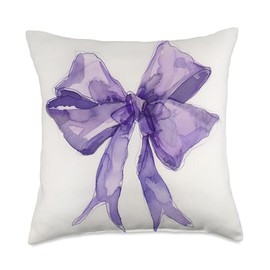 Girly | Bow in Watercolor | coquette | Aesthetic purple Bow Throw Pillow