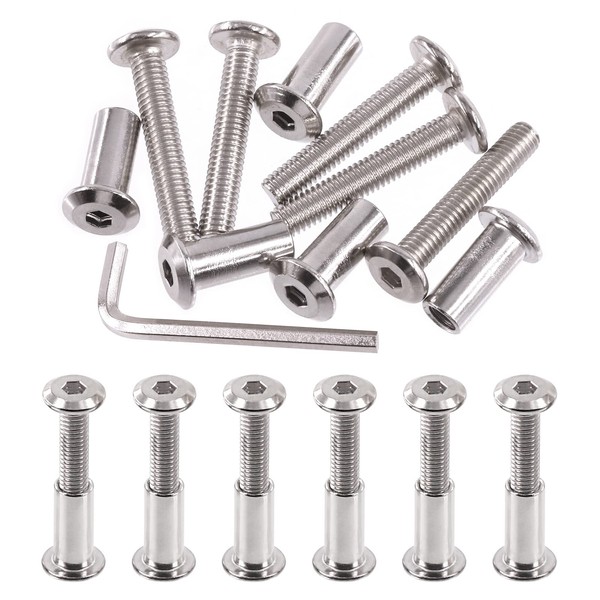 Swpeet 25Pcs M6x35mm Nickel Plated Sliver Binding Screws Hex Drive