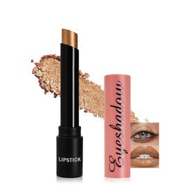 Glitter Lipstick Eyeshadow Pen, Multi-Use Cream Smooth Lipstick Eyeshadow Stick with Shimmer Metallic, Durable Waterproof, Highly Pigmented Highlighter Stick Makeup for Christmas-06 Gold