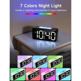Super Loud Alarm Clock for Heavy Sleepers Adults,Digital Clock with 7 Color NightLight,Adjustable Volume,USB Charger,Small Clocks for Bedrooms,Ok to Wake Up for,Teens (White+RGB) - Colour: White+rgb