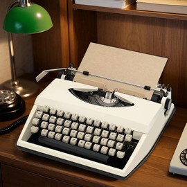 [Vintage Collectible] Classic Manual Typewriter (Artisan Refurbished) – Nostalgic Artistry/Mechanical Exploration for Kids/Traditional Keystroke Experience - White