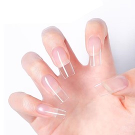 SanFangyue Square Shaped Short Nail Tips - 552PCS Half Matte Soft Gel Tips, No File Needed- Full Cover False Nails, Clear Acrylic Nail Tips for Press On Extension, 12 Sizes