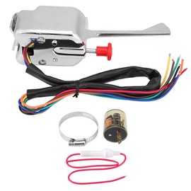 Qiilu Street Hot Rod, 12V Universal Chrome Street Hot Rod Turn Switch + Flasher