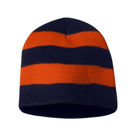 Sportsman Rugby Striped Knit Beanie, One Size, Navy/ Orange