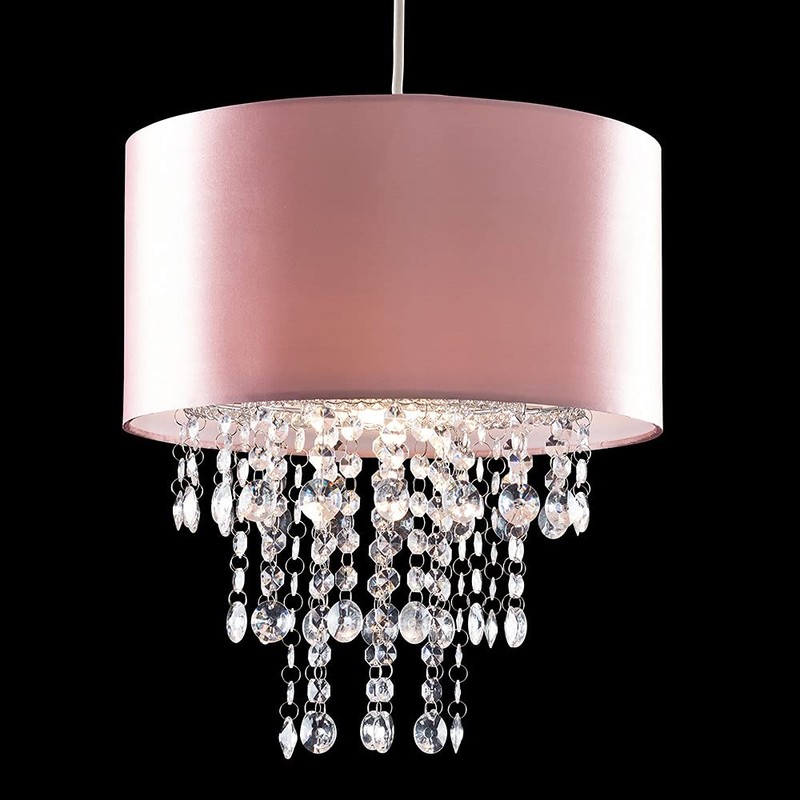 MiniSun Modern Pink Cylinder Ceiling Pendant Light Shade with Clear