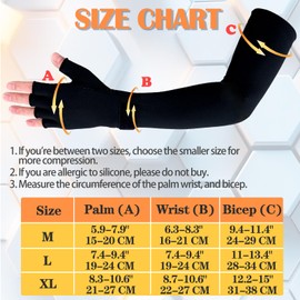 Zuscot Copper Long Compression Arthritis Glove with Wrist Strap (1 Pcs), 20-30 mmHg Lymphedema Compression Arm Sleeve with Gauntlet, Fingerless Graded Pressure Full Arm and Hand Support for Men Women