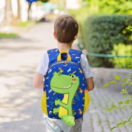 Auirshiky Dino Children's Backpack for Nursery, Children's Backpack for Children 2-3 Years, with Chest Strap, Nursery Backpack, Nursery Backpack, blue