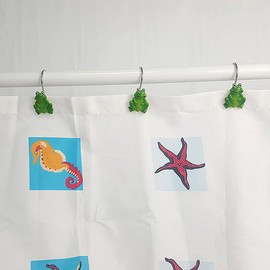 Alipis 12pcs Green Resin Shower Curtain Hooks Glide Rings for Bathroom Drape Loop Rustproof Hangers for Home Shower Accessories