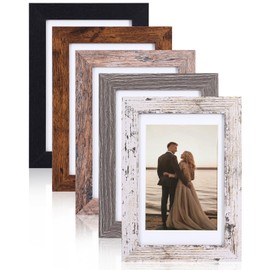 Fixwal 4x6 Picture Frames Set of 5, Vintage Multicolour Photo Frames with Tempered Glass, Decorative Art for Wall Hanging and Tabletop Placement, Display 3.5x5 with Mat or 4x6 Without Mat