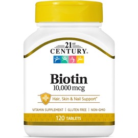 [Japanese Vitamin Supplements] 21st Century Biotin Tablets, 10,000 mcg, 120 Count by 21st Century