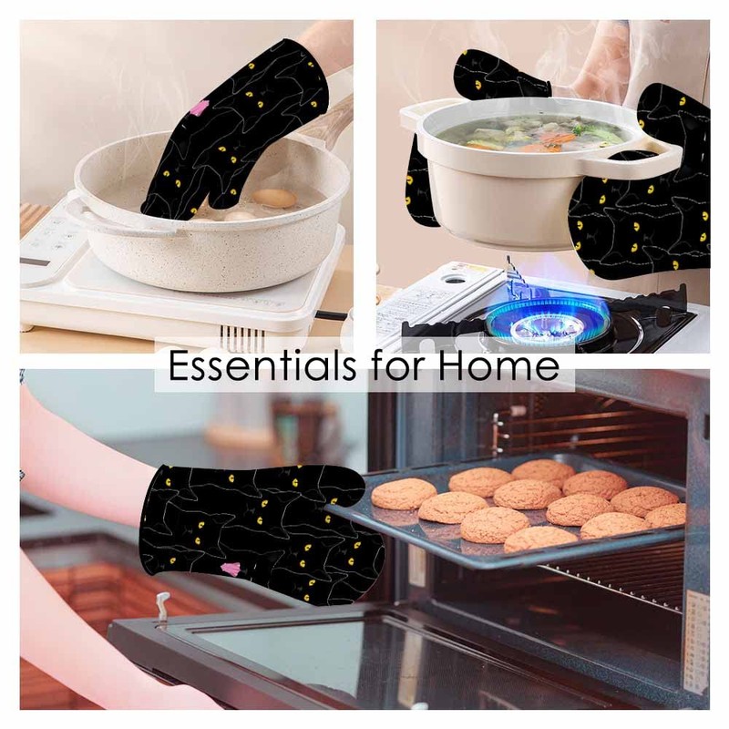 Samgula Black Cats Oven Mitts and Pot Holders Sets Cool