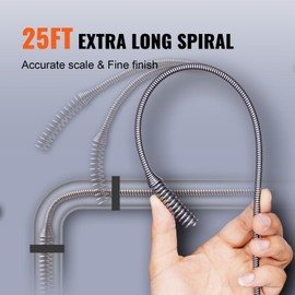 25ft Heavy Duty Drain Snake - Auto-Feed Plumbing Auger w/Drill Attachment | Professional Clog Remover for Kitchen Sinks, Showers & Toilets - Includes Gloves & Storage Hose