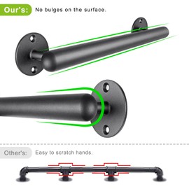 Dolibest 19 Inch Wall Mount Metal Handrail, Staircase Step Handrail, Non-Slip Safety Grab Handle, Barrier-Free Staircase Grab Handle for Elderly, Indoor & Outdoor Use, 1.3 Inch Round