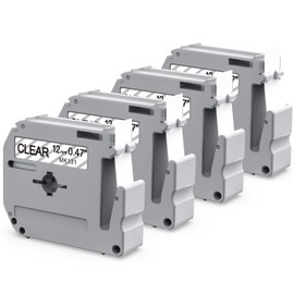 Compatible with Brother M Tape Black on Clear M-K131 with Ptouch PT-M95 PT-65 PT-90 PT70BM PT-45 Label Maker Tape Refills, Replace for Brother P Touch M Tape 12mm 0.47'' M-K131s M131 MK131,4-Pack