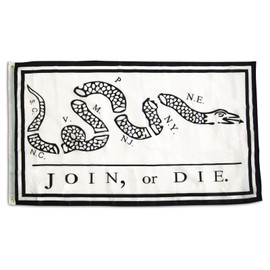 MWS 3x5 Join or Die Benjamin Franklin Snake White Super Polyester Nylon Flag 3'x5' House Banner 90cm x 150cm Grommets Double Stitched
