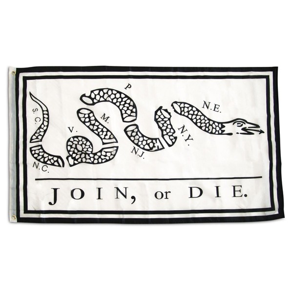MWS 3x5 Join or Die Benjamin Franklin Snake White Super