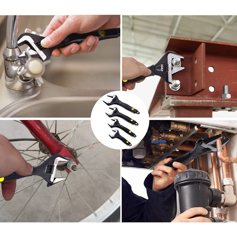 Sharp-tec 10 inch Adjustable Spanner, 50mm Wide Jaw Opening Adjustable