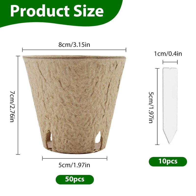 DOOPP 3.15 Inch Seedling Peat Pots, Biodegradable Seed Starters with