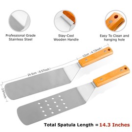 7 Piece Stainless Steel Metal Spatula Set-Burger Flipper-4 Spatulas, Chopper, Scraper, + 2 Bottles-for BBQ Grill Flat Top Blackstone
