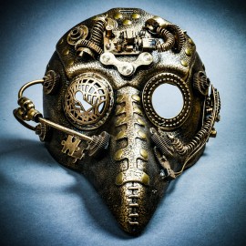 ILOVEMASKS Gold Steampunk Mysterious Plague Doctor Costume Cosplay Party Masquerade Mask