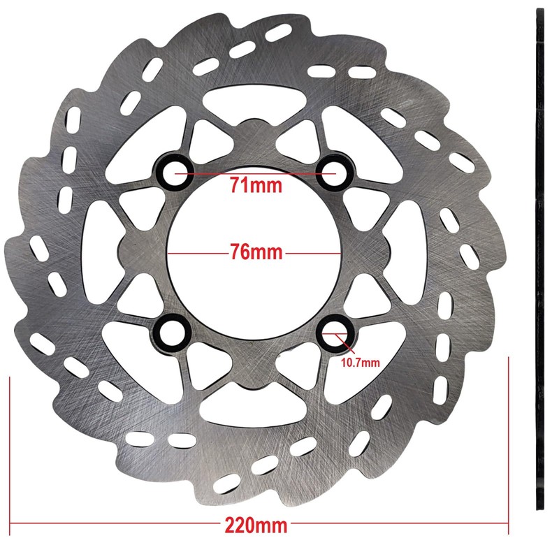RedCap Replacement 220mm Brake Disc Front Rotor with 4-bolt pattern,