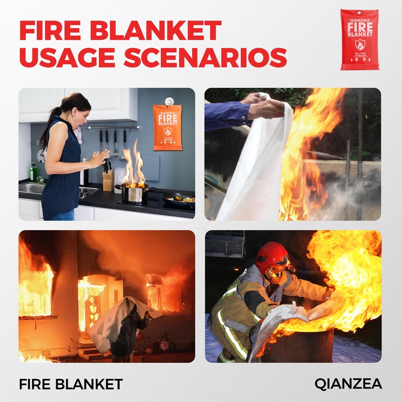 QIANZIEA Emergency Fire Blanket,4 Pack,40"x40" Fire Blankets for Home and