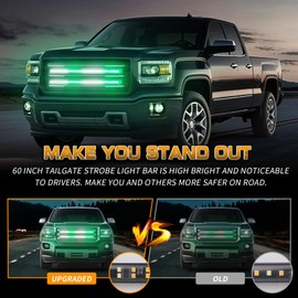 XRIDONSEN 2PCS 24 inch Truck Grill Emergency Lights Strip 288 LED Green White Grille Firefighter Lights Strobe Flashing Warning Safety Waterproof First Responder Lights for Vehicles Fire Trucks Pickup