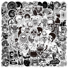Black White Horror Gothic Stickers 100 Pieces for Water Bottles, Stickers for Laptop, Skateboard, Waterproof Vinyl Sticker Pack, Gift for Children, Teenagers, Girls
