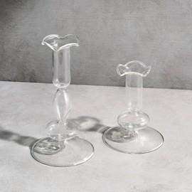 Lamplust Clear Taper Candle Holders, 2 Pack, 4.5 & 6.5 Inch Candlestick Holders, Fits Standard Taper Candles, Unique Candle Sticks Holder Decor, Clear Glass Candle Holder, Hanukkah Decorations