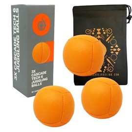 3 x Pro 110g Cascade Tech 6 Juggling Balls - Six Panel Thud Juggling Balls & Bag - Set of 3 Juggling Balls (Orange)