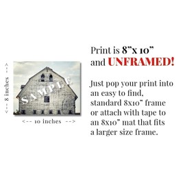 Lisa Russo Fine Art - Rustic Farmhouse Wall Decor Barn Landscape Photograph - Not Framed - Neutral White, Beige, Tan (8x10 Print Only)