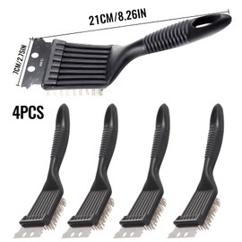 Stainless Steel Grill Brush, Set of 4, Barbecue Cleaning Brush, Grill Brush with Stainless Steel Bristles for Charcoal Electric Gas Grill Cleaning of Grills and Surfaces Grill Cleaning