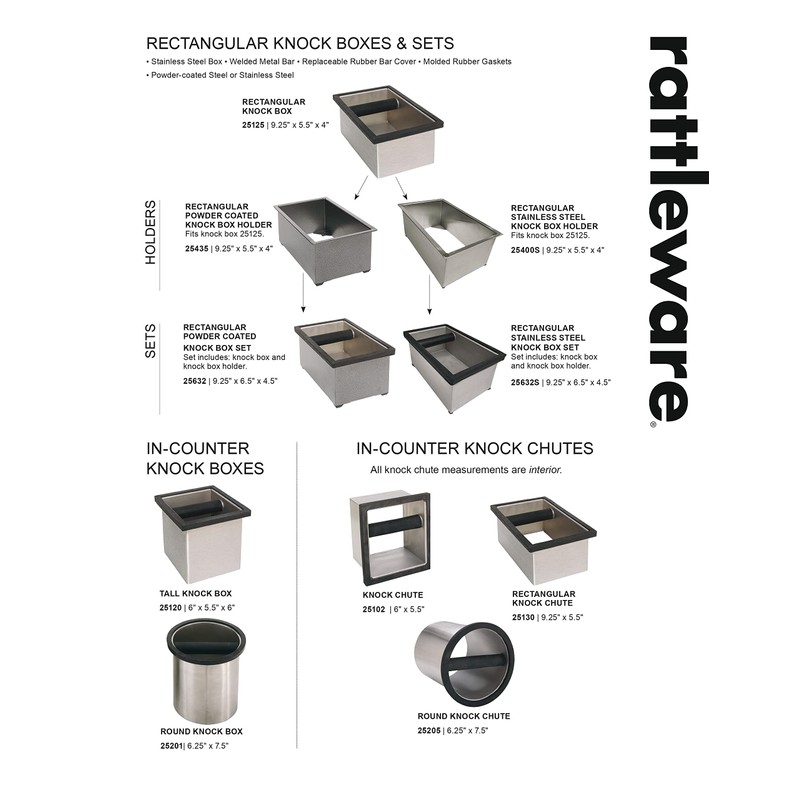 Rattleware Stainless Steel Knock Box | Heavy-Duty Espresso Grounds Container,
