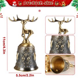 TCXWHSSM Christmas Call Bell, Christmas Hand Bell, Traditional Vintage Gold Table Bell, Christmas Bell, for Hotel Reception, Bars, Kitchen, School, Restaurant, School and Warehouses
