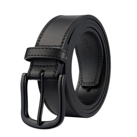 Bighake - Cinturón de vestir de piel genuino para hombre, hecho a mano, clásico para hombres, diseños para el trabajo, negocios y casual, Diagonal Negro, 48(Fits Waist 46"-47")