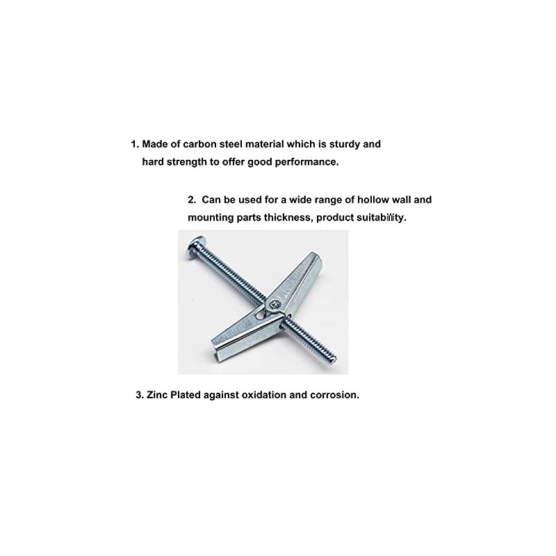 cSeao 10-Pack 1/4"-20 Heavy Duty Drywall Toggle Bolts Anchors with