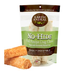 Earth Animal No Hide Medium Pork Flavored Natural Rawhide Free Dog Chews Long Lasting Dog Chew Sticks | Dog Treats for Large Dogs | Great Dog Chews for Aggressive Chewers (1 Pack)