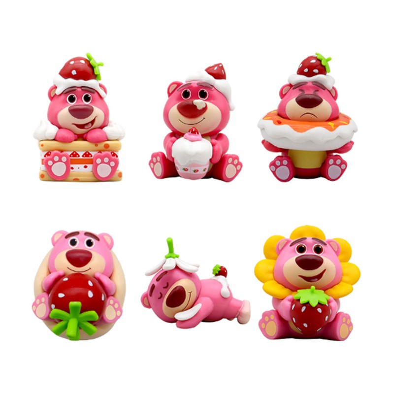 6pcs Cute Car Ornament Strawberry Bear Shape Multi Purpose Car