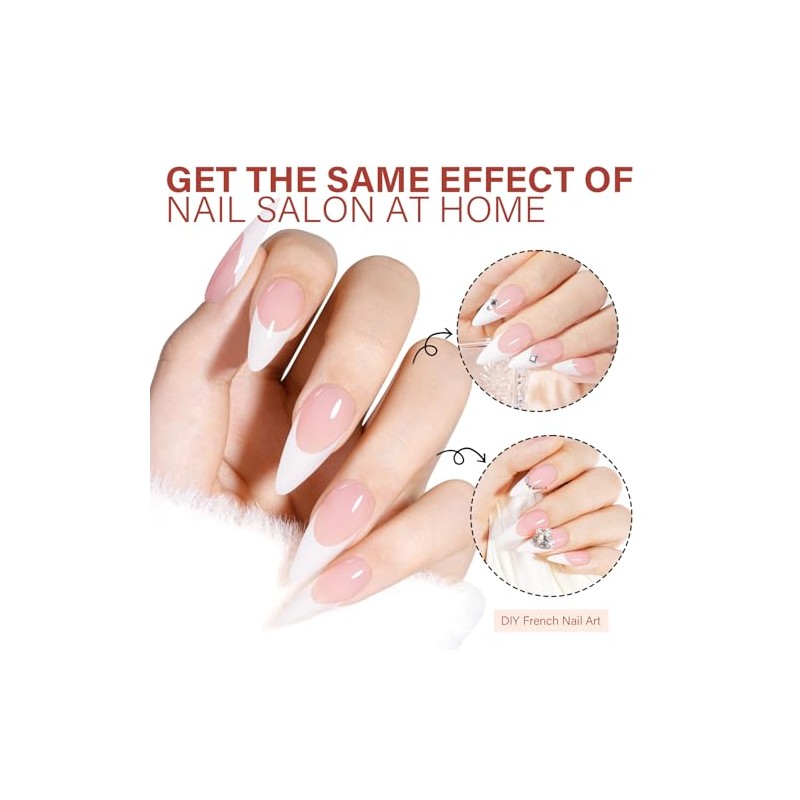 AILLSA Uñas francesas de gel, 180 unidades, uñas francesas a
