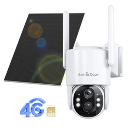 4G LTE Cellular Security Camera, No Wifi Security Camera, 2.5K Solar Camera Outdoor Wireless, 360° Live View, Spotlight Color Night Vision, Motion&Siren Alert, SD/Cloud Storage (SIM Card Included)