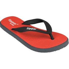 Fipper Slipper | Wide | Rubber Thongs for Men | Premium Natural Rubber Flip-Flops | Red Cinnabar Black Grey | UK 10, US 11, EU 43 | 29.2cm L x 11.3cm W | Eco-Friendly, Durable & Comfortable
