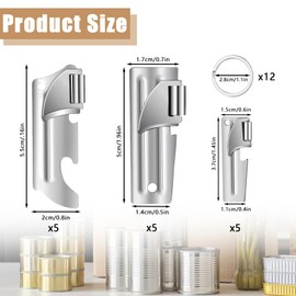12 Pieces Military Style Can Openers, Camping Can Openers with Key Rings, P-38, P-51 and P-57 Stainless Steel, Portable Can Opener for Traveling, Camping (12)