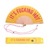 Fisura - Original Handheld Folding Fan with message in english. Funny wooden fan. Original holding Hand Fans. Birthday Gifts Wedding Party Decoration (Hot, black) (Hot, yellow and pink)