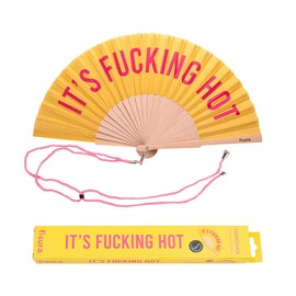 Fisura - Original Handheld Folding Fan with message in english. Funny wooden fan. Original holding Hand Fans. Birthday Gifts Wedding Party Decoration (Hot, black) (Hot, yellow and pink)