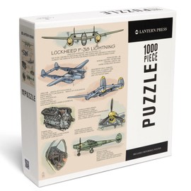Lantern Press 1000 Piece Jigsaw Puzzle, P-38 Lightning Technical