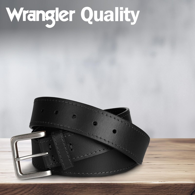 Wrangler Men's Leather Country Casual Everyday Dress Belt for Jeans